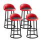 Modern Armless Counter Stool Iron Household Bar Stool with Cushion and Pedal Red-Black 4 Piece Set Clearhalo 'Bar Furniture' 'Bar Stools' 'bar_stools' 'furn' 'furn_bar_stools' 'furniture_bar_stools' 'Kitchen & Dining Furniture' 'kitchen&dining_furn' 'kitchen' 'kitchen_furn' Furniture' 4297533