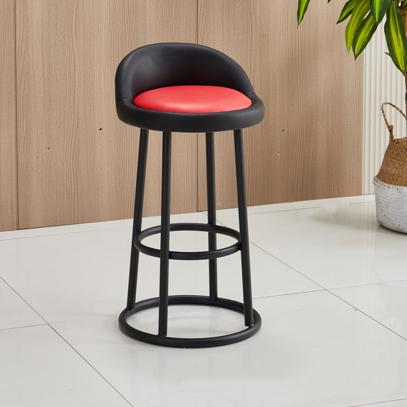 Modern Armless Counter Stool Iron Household Bar Stool with Cushion and Pedal Red 1 Piece Clearhalo 'Bar Furniture' 'Bar Stools' 'bar_stools' 'furn' 'furn_bar_stools' 'furniture_bar_stools' 'Kitchen & Dining Furniture' 'kitchen&dining_furn' 'kitchen' 'kitchen_furn' Furniture' 4297540