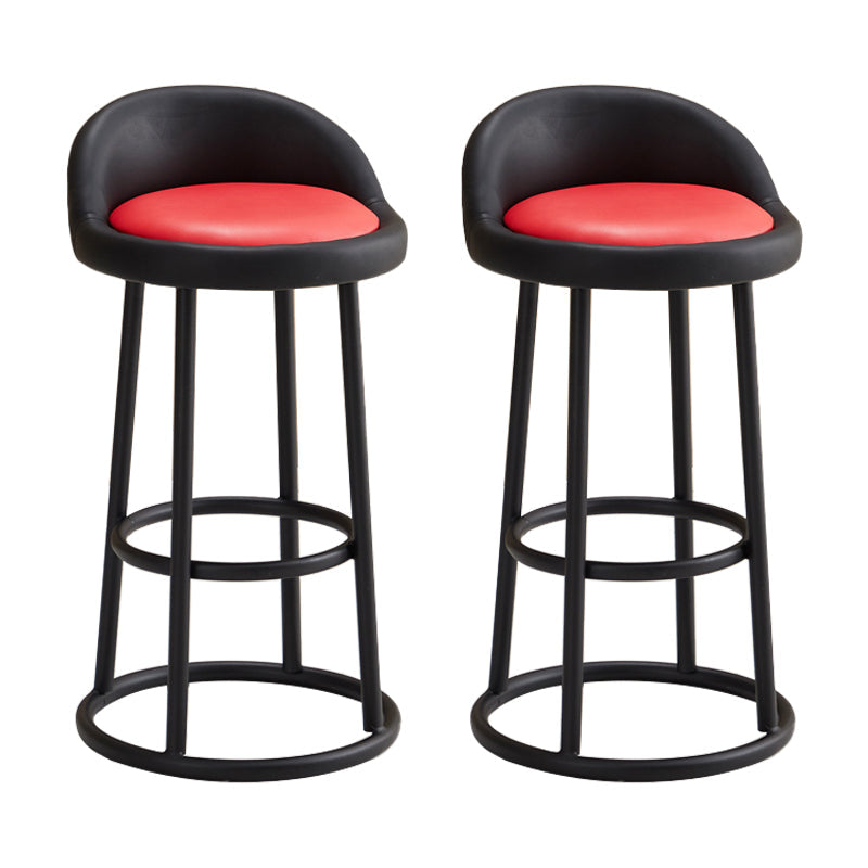 Modern Armless Counter Stool Iron Household Bar Stool with Cushion and Pedal Red 2 Piece Set Clearhalo 'Bar Furniture' 'Bar Stools' 'bar_stools' 'furn' 'furn_bar_stools' 'furniture_bar_stools' 'Kitchen & Dining Furniture' 'kitchen&dining_furn' 'kitchen' 'kitchen_furn' Furniture' 4297542