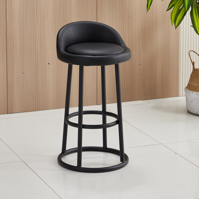 Modern Armless Counter Stool Iron Household Bar Stool with Cushion and Pedal Black 1 Piece Clearhalo 'Bar Furniture' 'Bar Stools' 'bar_stools' 'furn' 'furn_bar_stools' 'furniture_bar_stools' 'Kitchen & Dining Furniture' 'kitchen&dining_furn' 'kitchen' 'kitchen_furn' Furniture' 4297546