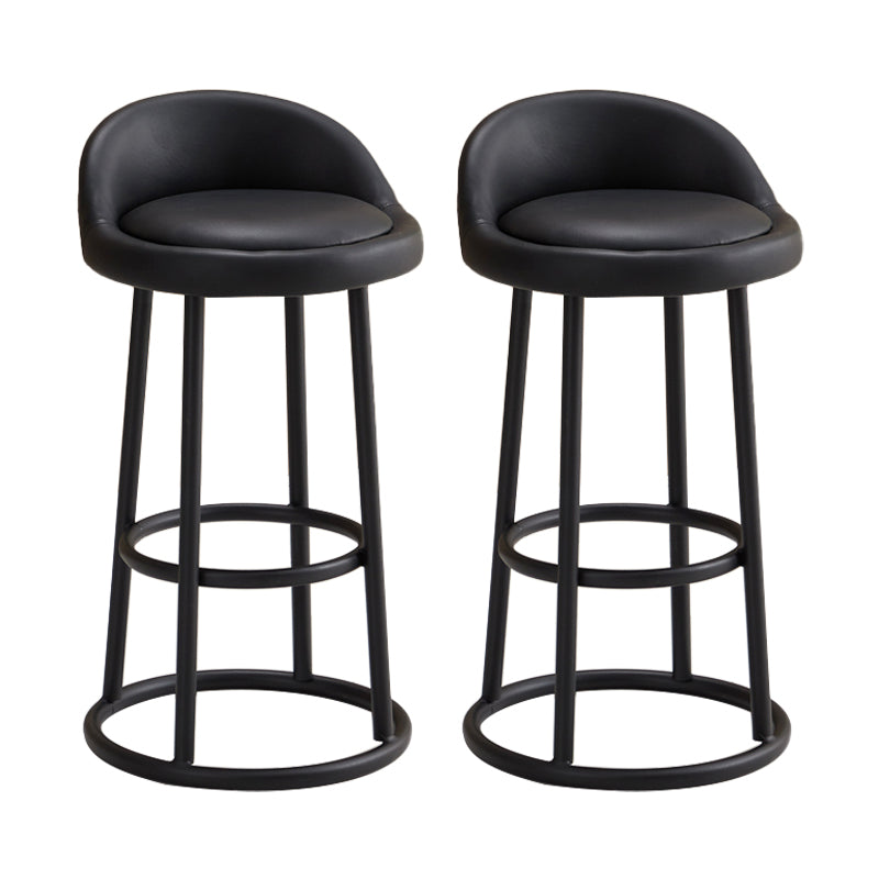 Modern Armless Counter Stool Iron Household Bar Stool with Cushion and Pedal Black 2 Piece Set Clearhalo 'Bar Furniture' 'Bar Stools' 'bar_stools' 'furn' 'furn_bar_stools' 'furniture_bar_stools' 'Kitchen & Dining Furniture' 'kitchen&dining_furn' 'kitchen' 'kitchen_furn' Furniture' 4297547