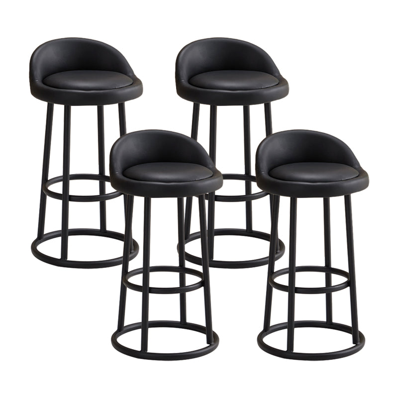 Modern Armless Counter Stool Iron Household Bar Stool with Cushion and Pedal Black 4 Piece Set Clearhalo 'Bar Furniture' 'Bar Stools' 'bar_stools' 'furn' 'furn_bar_stools' 'furniture_bar_stools' 'Kitchen & Dining Furniture' 'kitchen&dining_furn' 'kitchen' 'kitchen_furn' Furniture' 4297548