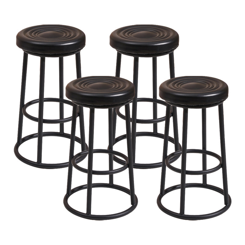 Modern Armless Counter Stool Iron Household Bar Stool with Cushion and Pedal Gloss Black 4 Piece Set Clearhalo 'Bar Furniture' 'Bar Stools' 'bar_stools' 'furn' 'furn_bar_stools' 'furniture_bar_stools' 'Kitchen & Dining Furniture' 'kitchen&dining_furn' 'kitchen' 'kitchen_furn' Furniture' 4297551