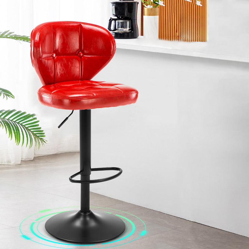 Modern Liftable Rotatable Counter Stool Steel Household Bar Stool with Cushion and Pedal Crimson 1 Piece Clearhalo 'Bar Furniture' 'Bar Stools' 'bar_stools' 'furn' 'furn_bar_stools' 'furniture_bar_stools' 'Kitchen & Dining Furniture' 'kitchen&dining_furn' 'kitchen' 'kitchen_furn' Furniture' 4297563