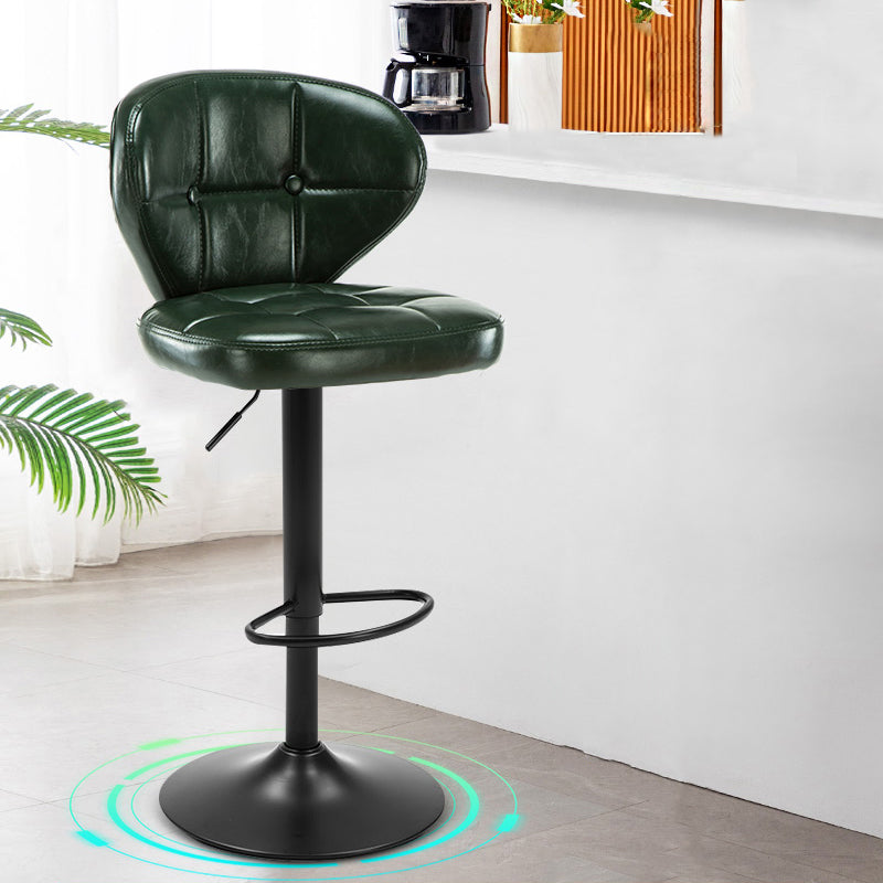 Modern Liftable Rotatable Counter Stool Steel Household Bar Stool with Cushion and Pedal Green 1 Piece Clearhalo 'Bar Furniture' 'Bar Stools' 'bar_stools' 'furn' 'furn_bar_stools' 'furniture_bar_stools' 'Kitchen & Dining Furniture' 'kitchen&dining_furn' 'kitchen' 'kitchen_furn' Furniture' 4297569