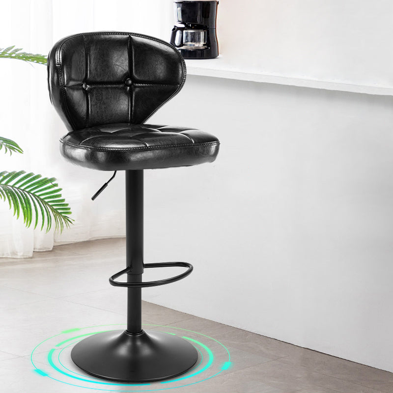 Modern Liftable Rotatable Counter Stool Steel Household Bar Stool with Cushion and Pedal Gloss Black 1 Piece Clearhalo 'Bar Furniture' 'Bar Stools' 'bar_stools' 'furn' 'furn_bar_stools' 'furniture_bar_stools' 'Kitchen & Dining Furniture' 'kitchen&dining_furn' 'kitchen' 'kitchen_furn' Furniture' 4297574