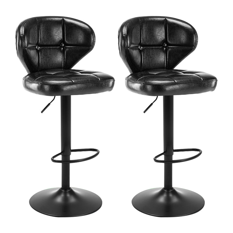 Modern Liftable Rotatable Counter Stool Steel Household Bar Stool with Cushion and Pedal Gloss Black 2 Piece Set Clearhalo 'Bar Furniture' 'Bar Stools' 'bar_stools' 'furn' 'furn_bar_stools' 'furniture_bar_stools' 'Kitchen & Dining Furniture' 'kitchen&dining_furn' 'kitchen' 'kitchen_furn' Furniture' 4297577