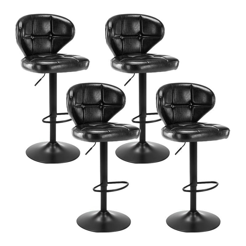 Modern Liftable Rotatable Counter Stool Steel Household Bar Stool with Cushion and Pedal Gloss Black 4 Piece Set Clearhalo 'Bar Furniture' 'Bar Stools' 'bar_stools' 'furn' 'furn_bar_stools' 'furniture_bar_stools' 'Kitchen & Dining Furniture' 'kitchen&dining_furn' 'kitchen' 'kitchen_furn' Furniture' 4297579