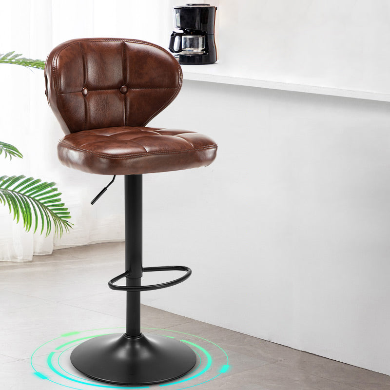 Modern Liftable Rotatable Counter Stool Steel Household Bar Stool with Cushion and Pedal Dark Brown 1 Piece Clearhalo 'Bar Furniture' 'Bar Stools' 'bar_stools' 'furn' 'furn_bar_stools' 'furniture_bar_stools' 'Kitchen & Dining Furniture' 'kitchen&dining_furn' 'kitchen' 'kitchen_furn' Furniture' 4297580