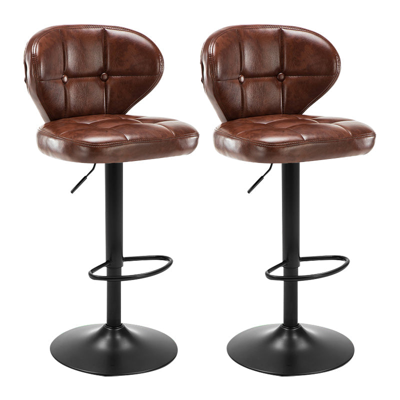 Modern Liftable Rotatable Counter Stool Steel Household Bar Stool with Cushion and Pedal Dark Brown 2 Piece Set Clearhalo 'Bar Furniture' 'Bar Stools' 'bar_stools' 'furn' 'furn_bar_stools' 'furniture_bar_stools' 'Kitchen & Dining Furniture' 'kitchen&dining_furn' 'kitchen' 'kitchen_furn' Furniture' 4297582