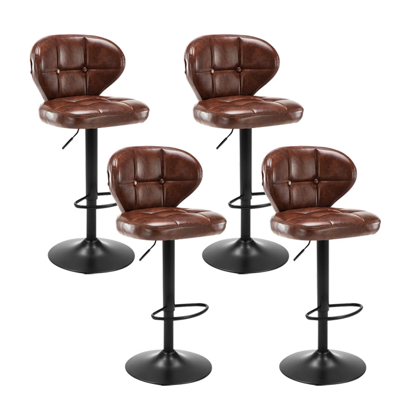 Modern Liftable Rotatable Counter Stool Steel Household Bar Stool with Cushion and Pedal Dark Brown 4 Piece Set Clearhalo 'Bar Furniture' 'Bar Stools' 'bar_stools' 'furn' 'furn_bar_stools' 'furniture_bar_stools' 'Kitchen & Dining Furniture' 'kitchen&dining_furn' 'kitchen' 'kitchen_furn' Furniture' 4297583