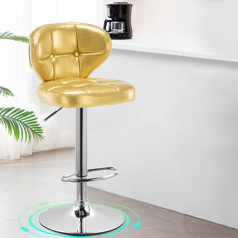Modern Liftable Rotatable Counter Stool Steel Household Bar Stool with Cushion and Pedal Gold 1 Piece Clearhalo 'Bar Furniture' 'Bar Stools' 'bar_stools' 'furn' 'furn_bar_stools' 'furniture_bar_stools' 'Kitchen & Dining Furniture' 'kitchen&dining_furn' 'kitchen' 'kitchen_furn' Furniture' 4297584