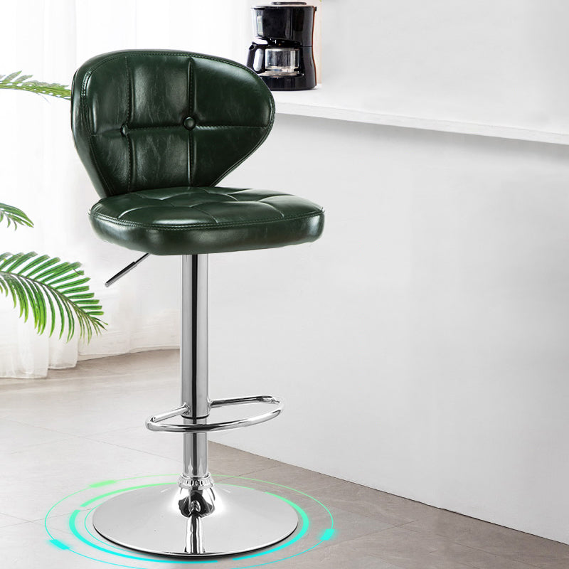 Modern Liftable Rotatable Counter Stool Steel Household Bar Stool with Cushion and Pedal Blackish Green 1 Piece Clearhalo 'Bar Furniture' 'Bar Stools' 'bar_stools' 'furn' 'furn_bar_stools' 'furniture_bar_stools' 'Kitchen & Dining Furniture' 'kitchen&dining_furn' 'kitchen' 'kitchen_furn' Furniture' 4297587