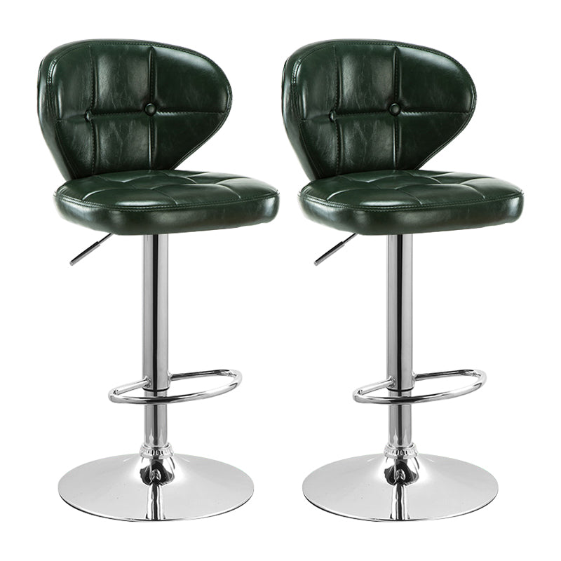 Modern Liftable Rotatable Counter Stool Steel Household Bar Stool with Cushion and Pedal Blackish Green 2 Piece Set Clearhalo 'Bar Furniture' 'Bar Stools' 'bar_stools' 'furn' 'furn_bar_stools' 'furniture_bar_stools' 'Kitchen & Dining Furniture' 'kitchen&dining_furn' 'kitchen' 'kitchen_furn' Furniture' 4297588