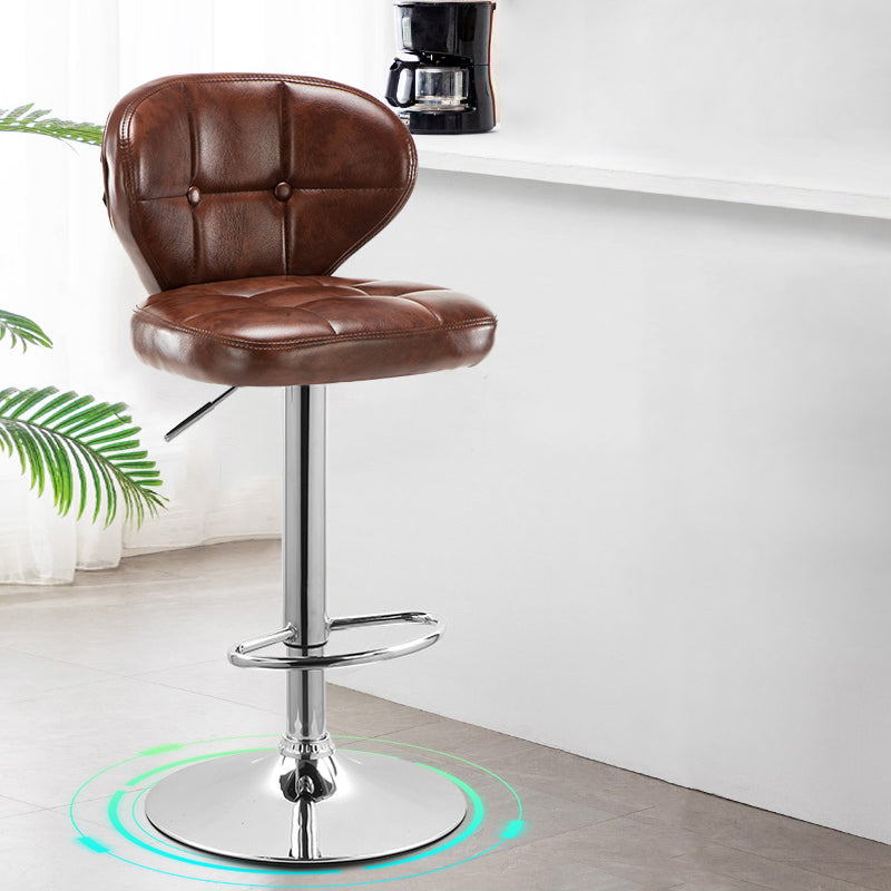 Modern Liftable Rotatable Counter Stool Steel Household Bar Stool with Cushion and Pedal Brown 1 Piece Clearhalo 'Bar Furniture' 'Bar Stools' 'bar_stools' 'furn' 'furn_bar_stools' 'furniture_bar_stools' 'Kitchen & Dining Furniture' 'kitchen&dining_furn' 'kitchen' 'kitchen_furn' Furniture' 4297590