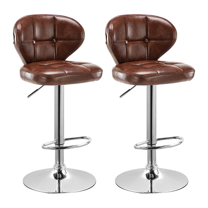 Modern Liftable Rotatable Counter Stool Steel Household Bar Stool with Cushion and Pedal Brown 2 Piece Set Clearhalo 'Bar Furniture' 'Bar Stools' 'bar_stools' 'furn' 'furn_bar_stools' 'furniture_bar_stools' 'Kitchen & Dining Furniture' 'kitchen&dining_furn' 'kitchen' 'kitchen_furn' Furniture' 4297591