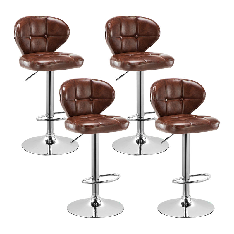 Modern Liftable Rotatable Counter Stool Steel Household Bar Stool with Cushion and Pedal Brown 4 Piece Set Clearhalo 'Bar Furniture' 'Bar Stools' 'bar_stools' 'furn' 'furn_bar_stools' 'furniture_bar_stools' 'Kitchen & Dining Furniture' 'kitchen&dining_furn' 'kitchen' 'kitchen_furn' Furniture' 4297592