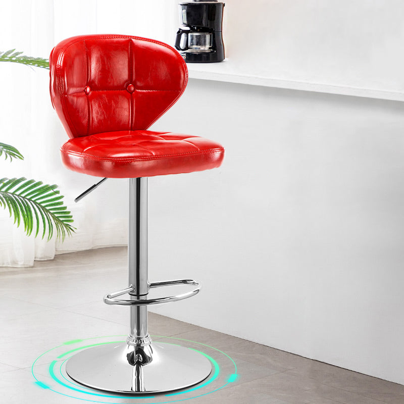 Modern Liftable Rotatable Counter Stool Steel Household Bar Stool with Cushion and Pedal Red 1 Piece Clearhalo 'Bar Furniture' 'Bar Stools' 'bar_stools' 'furn' 'furn_bar_stools' 'furniture_bar_stools' 'Kitchen & Dining Furniture' 'kitchen&dining_furn' 'kitchen' 'kitchen_furn' Furniture' 4297593