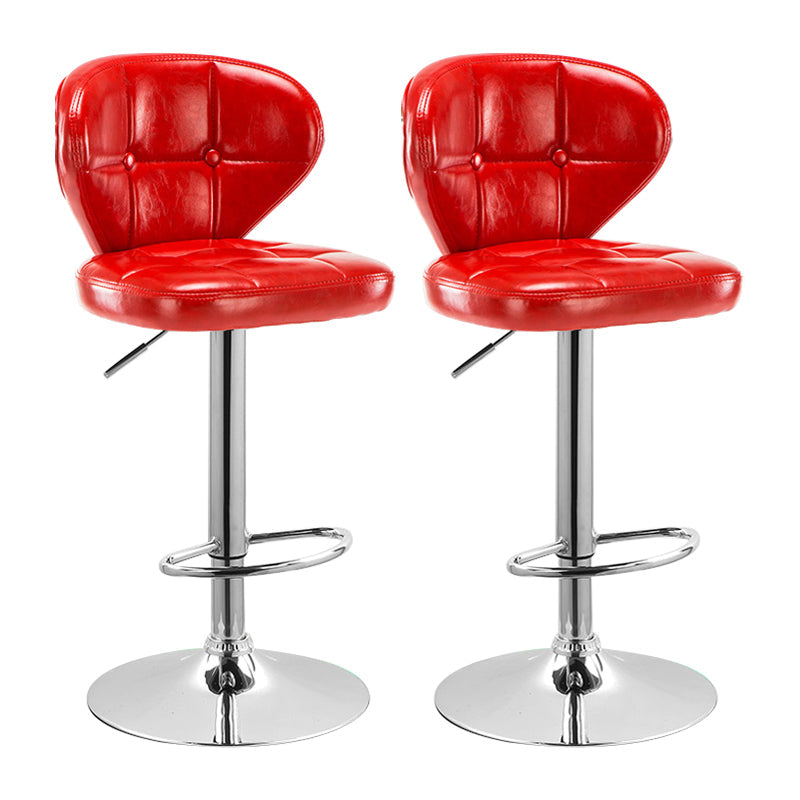 Modern Liftable Rotatable Counter Stool Steel Household Bar Stool with Cushion and Pedal Red 2 Piece Set Clearhalo 'Bar Furniture' 'Bar Stools' 'bar_stools' 'furn' 'furn_bar_stools' 'furniture_bar_stools' 'Kitchen & Dining Furniture' 'kitchen&dining_furn' 'kitchen' 'kitchen_furn' Furniture' 4297594