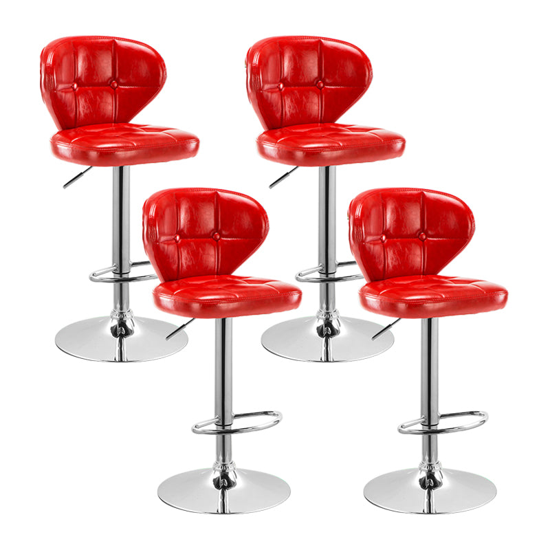 Modern Liftable Rotatable Counter Stool Steel Household Bar Stool with Cushion and Pedal Red 4 Piece Set Clearhalo 'Bar Furniture' 'Bar Stools' 'bar_stools' 'furn' 'furn_bar_stools' 'furniture_bar_stools' 'Kitchen & Dining Furniture' 'kitchen&dining_furn' 'kitchen' 'kitchen_furn' Furniture' 4297595