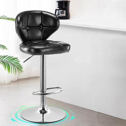 Modern Liftable Rotatable Counter Stool Steel Household Bar Stool with Cushion and Pedal Black 1 Piece Clearhalo 'Bar Furniture' 'Bar Stools' 'bar_stools' 'furn' 'furn_bar_stools' 'furniture_bar_stools' 'Kitchen & Dining Furniture' 'kitchen&dining_furn' 'kitchen' 'kitchen_furn' Furniture' 4297596