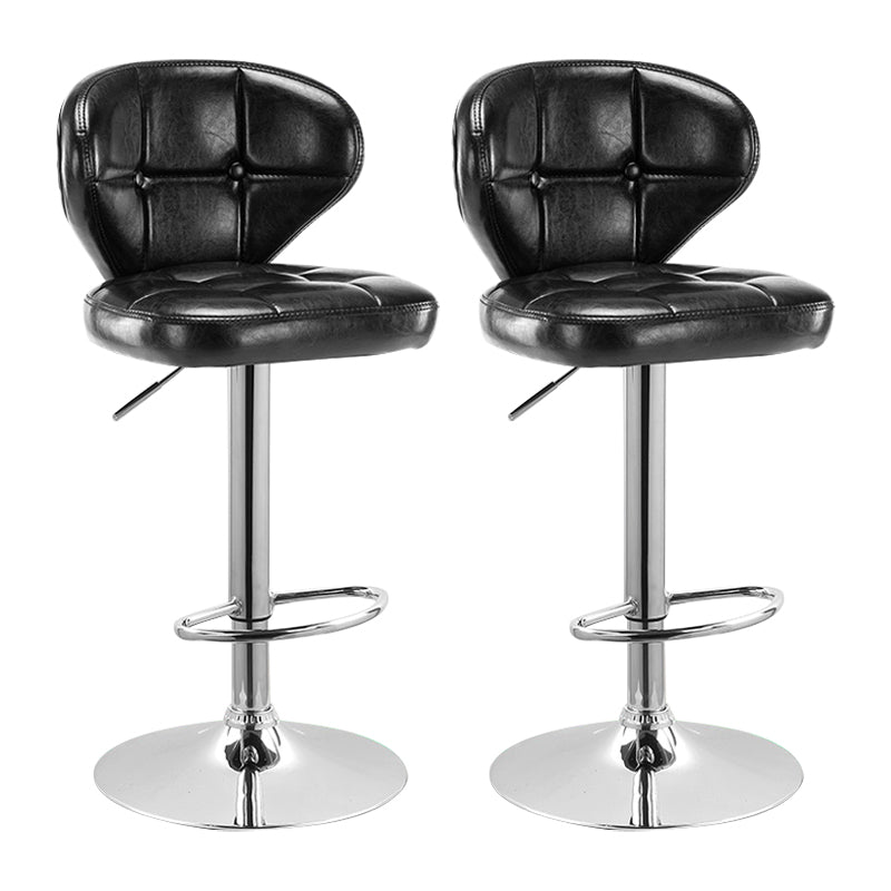 Modern Liftable Rotatable Counter Stool Steel Household Bar Stool with Cushion and Pedal Black 2 Piece Set Clearhalo 'Bar Furniture' 'Bar Stools' 'bar_stools' 'furn' 'furn_bar_stools' 'furniture_bar_stools' 'Kitchen & Dining Furniture' 'kitchen&dining_furn' 'kitchen' 'kitchen_furn' Furniture' 4297597