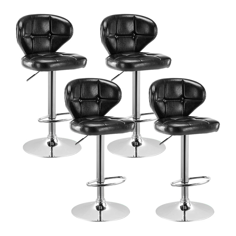 Modern Liftable Rotatable Counter Stool Steel Household Bar Stool with Cushion and Pedal Black 4 Piece Set Clearhalo 'Bar Furniture' 'Bar Stools' 'bar_stools' 'furn' 'furn_bar_stools' 'furniture_bar_stools' 'Kitchen & Dining Furniture' 'kitchen&dining_furn' 'kitchen' 'kitchen_furn' Furniture' 4297598