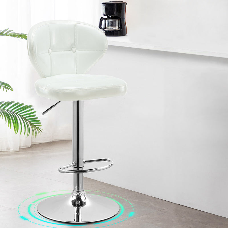 Modern Liftable Rotatable Counter Stool Steel Household Bar Stool with Cushion and Pedal White 1 Piece Clearhalo 'Bar Furniture' 'Bar Stools' 'bar_stools' 'furn' 'furn_bar_stools' 'furniture_bar_stools' 'Kitchen & Dining Furniture' 'kitchen&dining_furn' 'kitchen' 'kitchen_furn' Furniture' 4297599