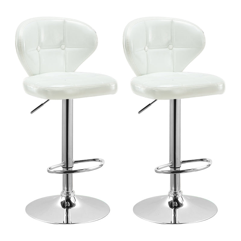 Modern Liftable Rotatable Counter Stool Steel Household Bar Stool with Cushion and Pedal White 2 Piece Set Clearhalo 'Bar Furniture' 'Bar Stools' 'bar_stools' 'furn' 'furn_bar_stools' 'furniture_bar_stools' 'Kitchen & Dining Furniture' 'kitchen&dining_furn' 'kitchen' 'kitchen_furn' Furniture' 4297600