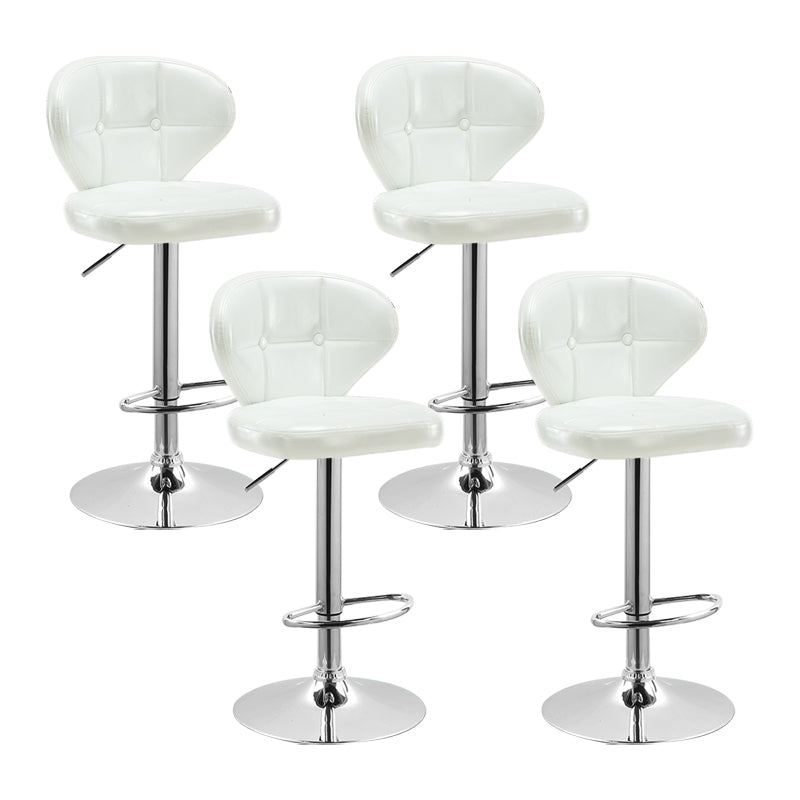 Modern Liftable Rotatable Counter Stool Steel Household Bar Stool with Cushion and Pedal White 4 Piece Set Clearhalo 'Bar Furniture' 'Bar Stools' 'bar_stools' 'furn' 'furn_bar_stools' 'furniture_bar_stools' 'Kitchen & Dining Furniture' 'kitchen&dining_furn' 'kitchen' 'kitchen_furn' Furniture' 4297601