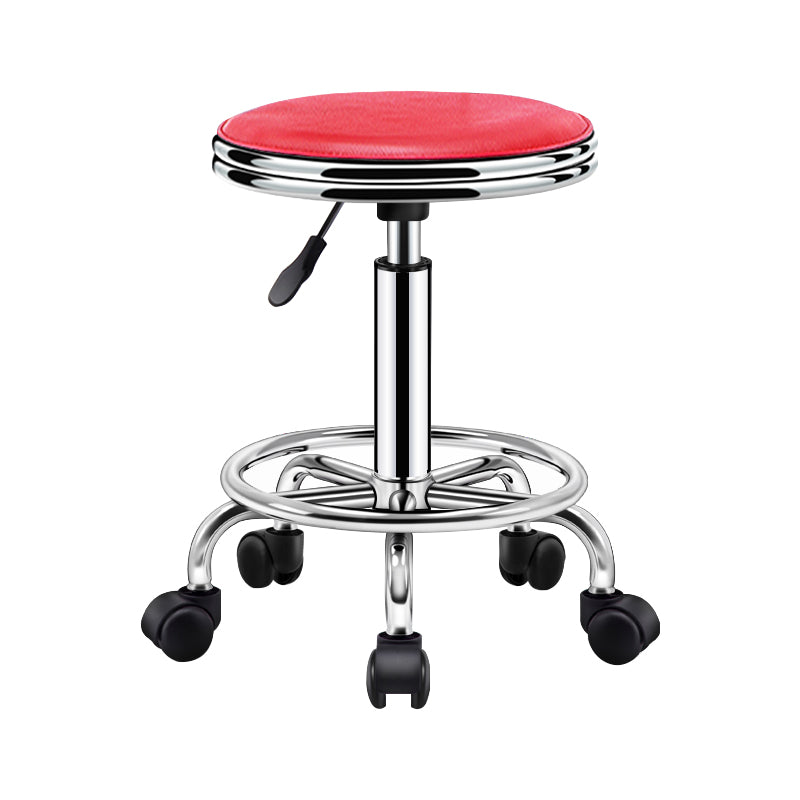 Contemporary Leather Adjustable Barstool Bristol Bar Stool with Round Rose Red 1 Piece Clearhalo 'Bar Furniture' 'Bar Stools' 'bar_stools' 'furn' 'furn_bar_stools' 'furniture_bar_stools' 'Kitchen & Dining Furniture' 'kitchen&dining_furn' 'kitchen' 'kitchen_furn' Furniture' 4300403