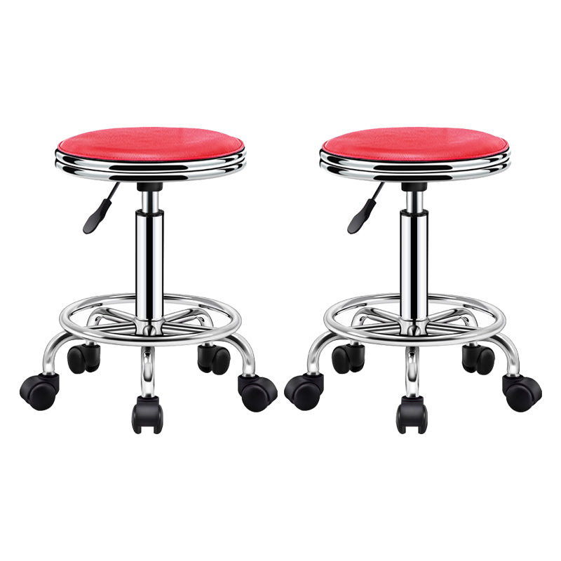 Contemporary Leather Adjustable Barstool Bristol Bar Stool with Round Rose Red 2 Piece Set Clearhalo 'Bar Furniture' 'Bar Stools' 'bar_stools' 'furn' 'furn_bar_stools' 'furniture_bar_stools' 'Kitchen & Dining Furniture' 'kitchen&dining_furn' 'kitchen' 'kitchen_furn' Furniture' 4300404