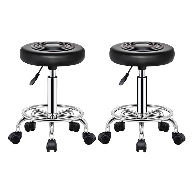 Contemporary Leather Adjustable Barstool Bristol Bar Stool with Round Black 2 Piece Set Clearhalo 'Bar Furniture' 'Bar Stools' 'bar_stools' 'furn' 'furn_bar_stools' 'furniture_bar_stools' 'Kitchen & Dining Furniture' 'kitchen&dining_furn' 'kitchen' 'kitchen_furn' Furniture' 4300415