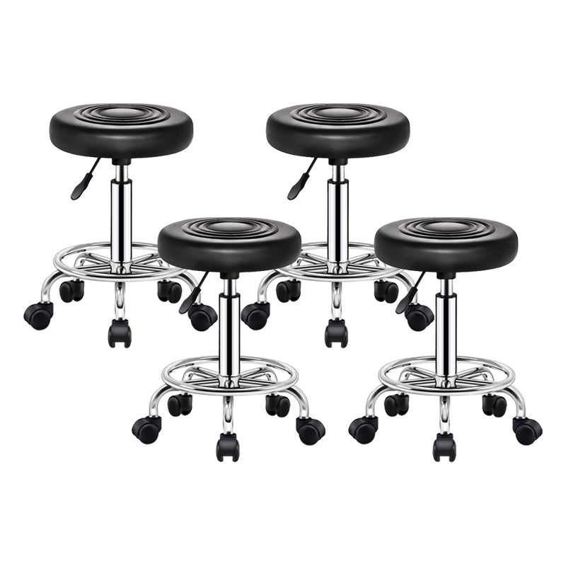 Contemporary Leather Adjustable Barstool Bristol Bar Stool with Round Black 4 Piece Set Clearhalo 'Bar Furniture' 'Bar Stools' 'bar_stools' 'furn' 'furn_bar_stools' 'furniture_bar_stools' 'Kitchen & Dining Furniture' 'kitchen&dining_furn' 'kitchen' 'kitchen_furn' Furniture' 4300416