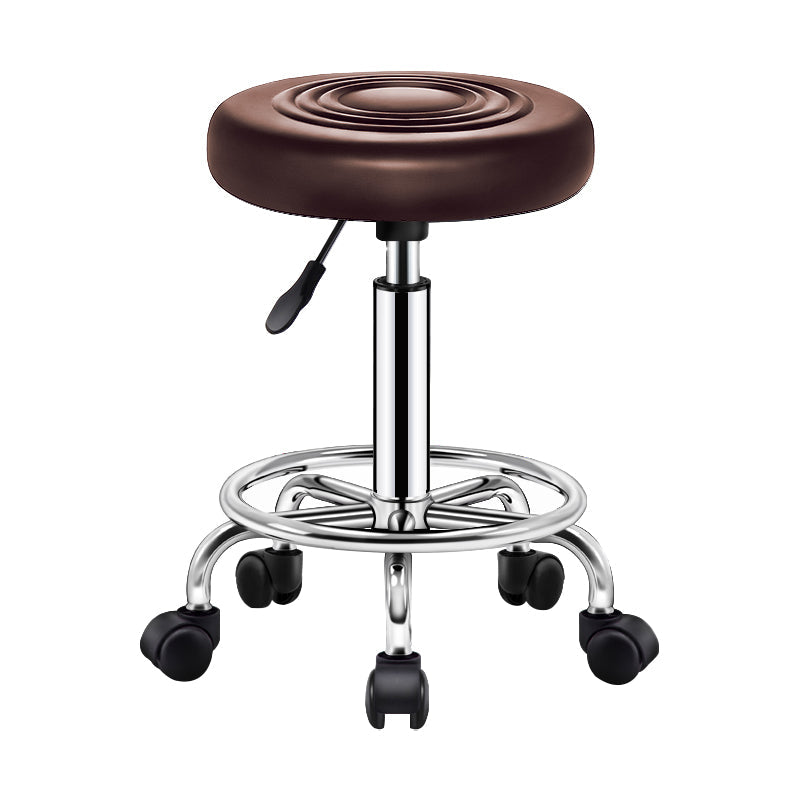 Contemporary Leather Adjustable Barstool Bristol Bar Stool with Round Brown 1 Piece Clearhalo 'Bar Furniture' 'Bar Stools' 'bar_stools' 'furn' 'furn_bar_stools' 'furniture_bar_stools' 'Kitchen & Dining Furniture' 'kitchen&dining_furn' 'kitchen' 'kitchen_furn' Furniture' 4300420
