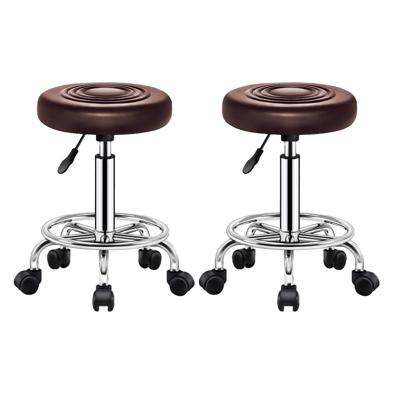 Contemporary Leather Adjustable Barstool Bristol Bar Stool with Round Brown 2 Piece Set Clearhalo 'Bar Furniture' 'Bar Stools' 'bar_stools' 'furn' 'furn_bar_stools' 'furniture_bar_stools' 'Kitchen & Dining Furniture' 'kitchen&dining_furn' 'kitchen' 'kitchen_furn' Furniture' 4300421