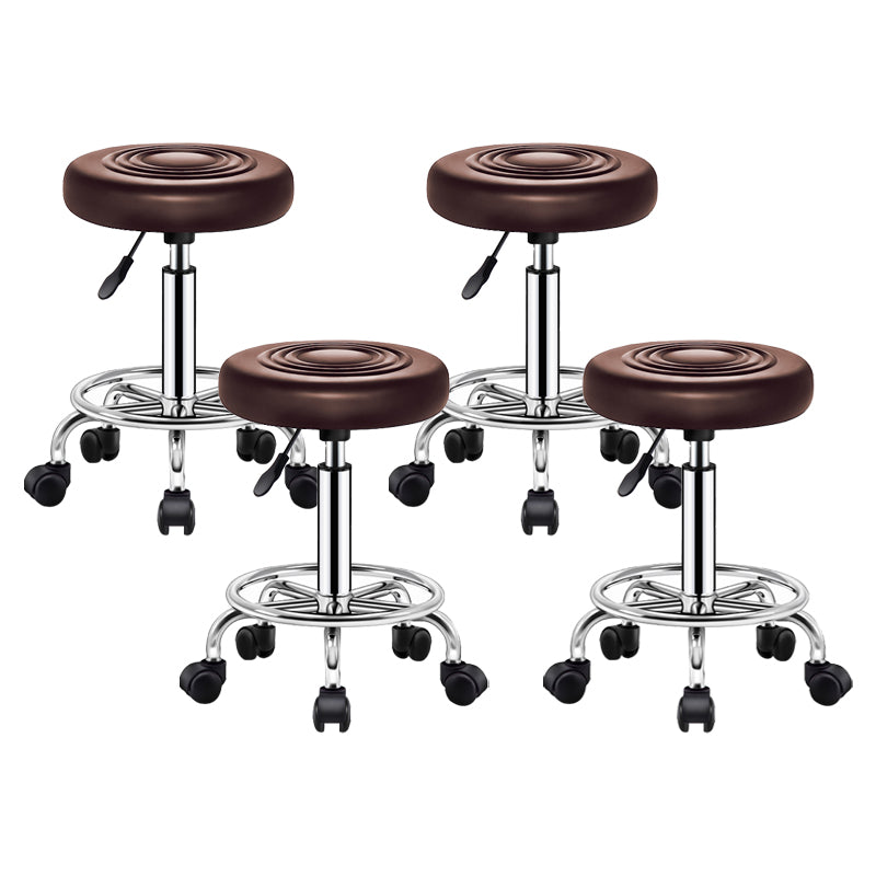 Contemporary Leather Adjustable Barstool Bristol Bar Stool with Round Brown 4 Piece Set Clearhalo 'Bar Furniture' 'Bar Stools' 'bar_stools' 'furn' 'furn_bar_stools' 'furniture_bar_stools' 'Kitchen & Dining Furniture' 'kitchen&dining_furn' 'kitchen' 'kitchen_furn' Furniture' 4300422