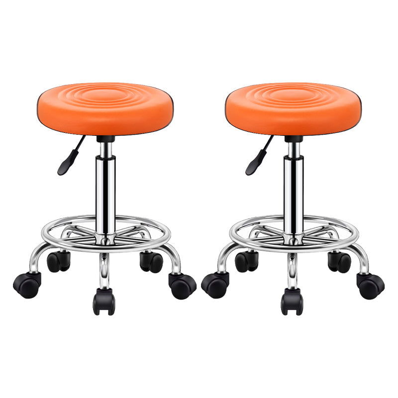 Contemporary Leather Adjustable Barstool Bristol Bar Stool with Round Orange 2 Piece Set Clearhalo 'Bar Furniture' 'Bar Stools' 'bar_stools' 'furn' 'furn_bar_stools' 'furniture_bar_stools' 'Kitchen & Dining Furniture' 'kitchen&dining_furn' 'kitchen' 'kitchen_furn' Furniture' 4300427