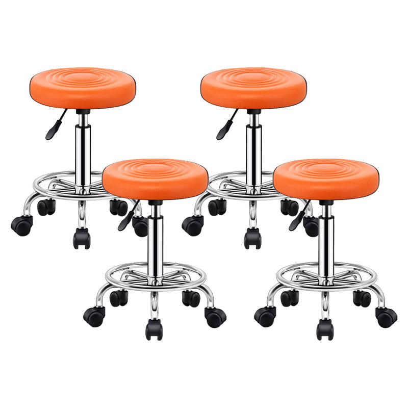 Contemporary Leather Adjustable Barstool Bristol Bar Stool with Round Orange 4 Piece Set Clearhalo 'Bar Furniture' 'Bar Stools' 'bar_stools' 'furn' 'furn_bar_stools' 'furniture_bar_stools' 'Kitchen & Dining Furniture' 'kitchen&dining_furn' 'kitchen' 'kitchen_furn' Furniture' 4300428