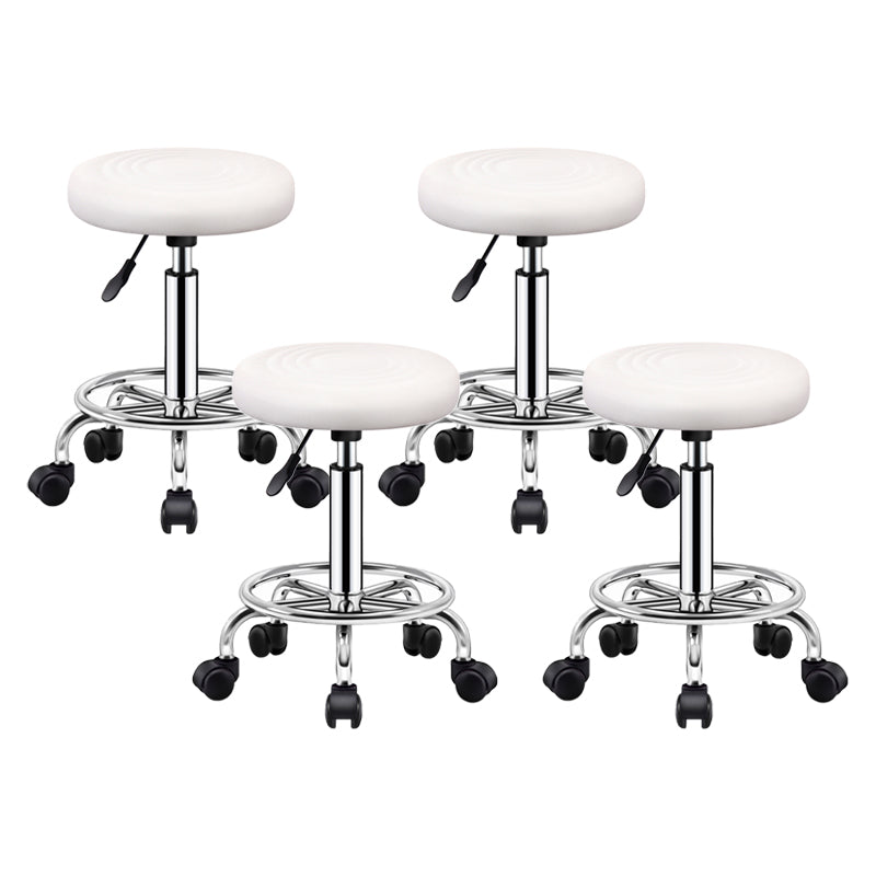 Contemporary Leather Adjustable Barstool Bristol Bar Stool with Round White 4 Piece Set Clearhalo 'Bar Furniture' 'Bar Stools' 'bar_stools' 'furn' 'furn_bar_stools' 'furniture_bar_stools' 'Kitchen & Dining Furniture' 'kitchen&dining_furn' 'kitchen' 'kitchen_furn' Furniture' 4300431