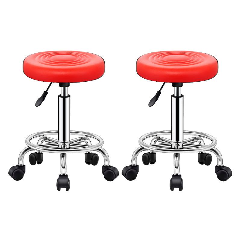 Contemporary Leather Adjustable Barstool Bristol Bar Stool with Round Red 2 Piece Set Clearhalo 'Bar Furniture' 'Bar Stools' 'bar_stools' 'furn' 'furn_bar_stools' 'furniture_bar_stools' 'Kitchen & Dining Furniture' 'kitchen&dining_furn' 'kitchen' 'kitchen_furn' Furniture' 4300436
