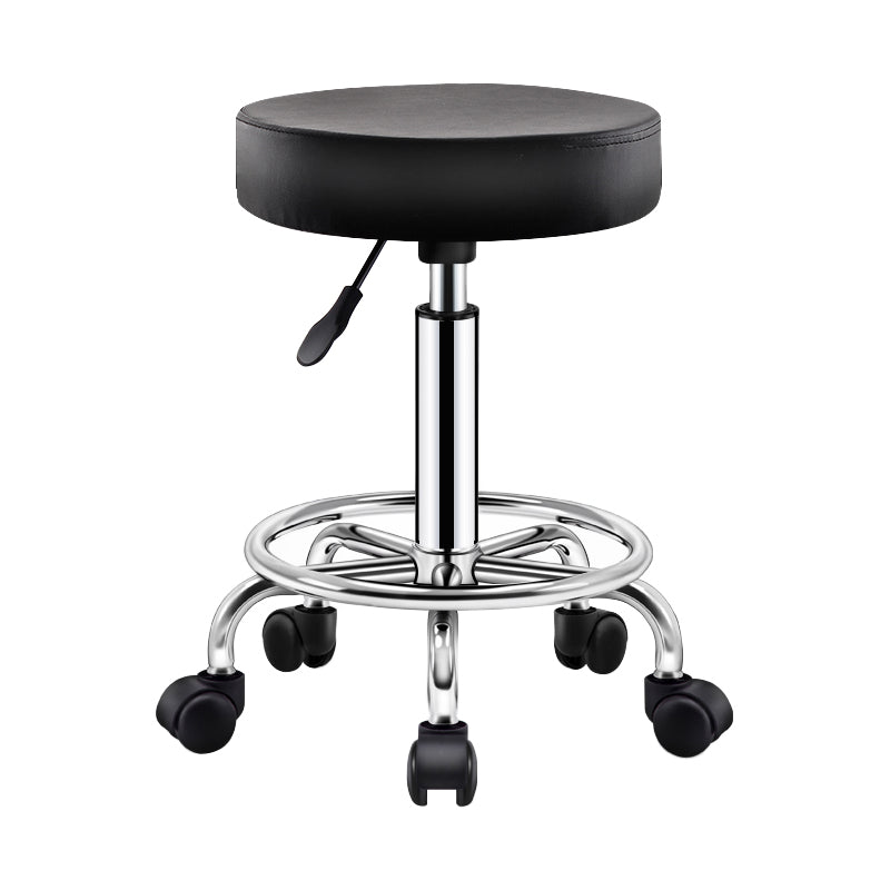Contemporary Leather Adjustable Barstool Bristol Bar Stool with Round Gloss Black 1 Piece Clearhalo 'Bar Furniture' 'Bar Stools' 'bar_stools' 'furn' 'furn_bar_stools' 'furniture_bar_stools' 'Kitchen & Dining Furniture' 'kitchen&dining_furn' 'kitchen' 'kitchen_furn' Furniture' 4300438