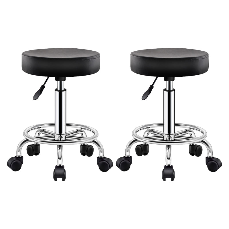 Contemporary Leather Adjustable Barstool Bristol Bar Stool with Round Gloss Black 2 Piece Set Clearhalo 'Bar Furniture' 'Bar Stools' 'bar_stools' 'furn' 'furn_bar_stools' 'furniture_bar_stools' 'Kitchen & Dining Furniture' 'kitchen&dining_furn' 'kitchen' 'kitchen_furn' Furniture' 4300439