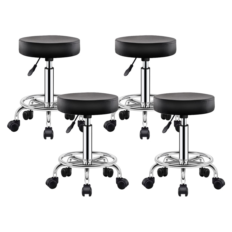 Contemporary Leather Adjustable Barstool Bristol Bar Stool with Round Gloss Black 4 Piece Set Clearhalo 'Bar Furniture' 'Bar Stools' 'bar_stools' 'furn' 'furn_bar_stools' 'furniture_bar_stools' 'Kitchen & Dining Furniture' 'kitchen&dining_furn' 'kitchen' 'kitchen_furn' Furniture' 4300440