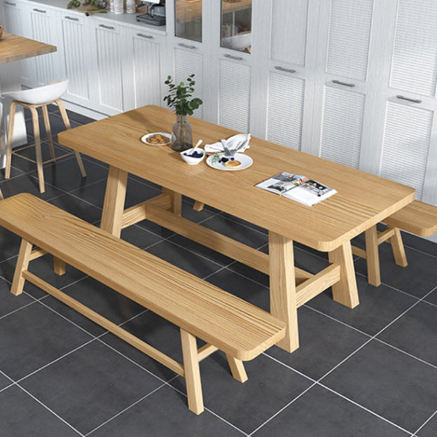 Modern 1/2/3/4/5 Pieces Dining Set Pine Wood Dining Furniture Set /Separate Items 3 Pieces: Table, 2 Benches Clearhalo 'Dining Room Sets' 'Dining Tables & Seating' 'dining_room_set' 'furn' 'furn_dining_room_set' 'Furniture' 'furniture_dining_room_set' 'Kitchen & Dining Furniture' 'kitchen&dining_furn' 'kitchen' 4303704