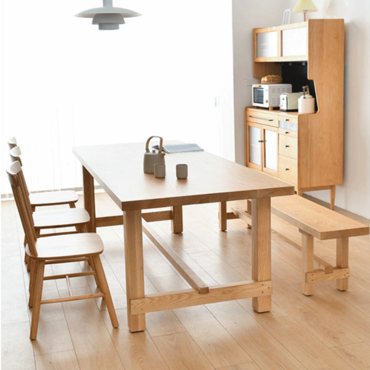 Modern 1/2/4/5/6 Pieces Dining Set Pine Wood Dining Furniture Set /Separate Items 5 Pieces: Table, 3 Chairs, 1 Bench Clearhalo 'Dining Room Sets' 'Dining Tables & Seating' 'dining_room_set' 'furn' 'furn_dining_room_set' 'Furniture' 'furniture_dining_room_set' 'Kitchen & Dining Furniture' 'kitchen&dining_furn' 'kitchen' 4303899