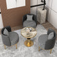 Glam Sintered Stone Dining Table Set 1/3/4/5 Pieces Dining Furniture Set /Separate Items 4 Pieces: Black-Gold Table, 3 Black Chairs Clearhalo 'Dining Room Sets' 'Dining Tables & Seating' 'dining_room_set' 'furn' 'furn_dining_room_set' 'Furniture' 'furniture_dining_room_set' 'Kitchen & Dining Furniture' 'kitchen&dining_furn' 'kitchen' 4303943