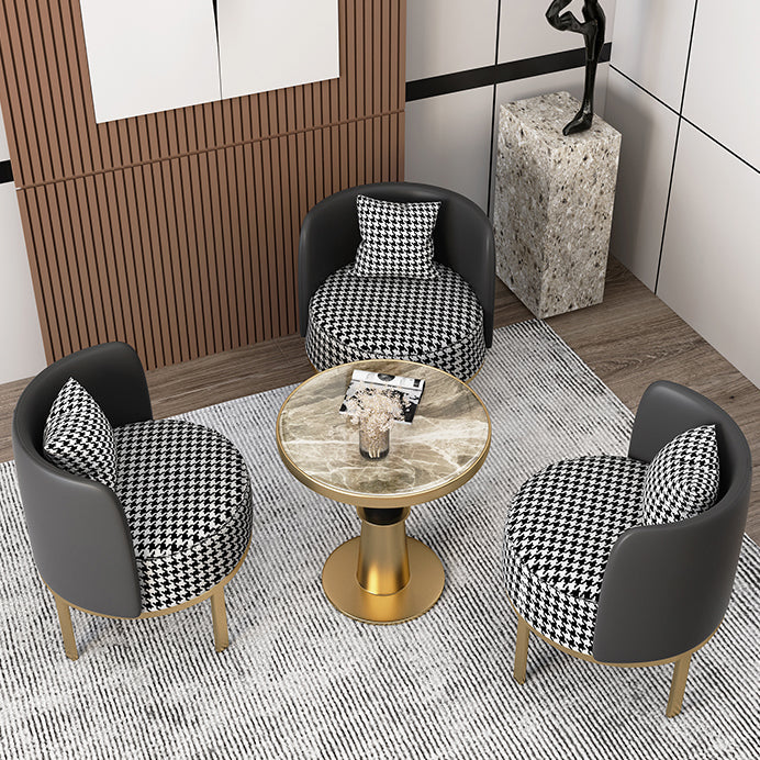 Glam Sintered Stone Dining Table Set 1/3/4/5 Pieces Dining Furniture Set /Separate Items 4 Pieces: Black-Gold Table, 3 Black Chairs Clearhalo 'Dining Room Sets' 'Dining Tables & Seating' 'dining_room_set' 'furn' 'furn_dining_room_set' 'Furniture' 'furniture_dining_room_set' 'Kitchen & Dining Furniture' 'kitchen&dining_furn' 'kitchen' 4303943