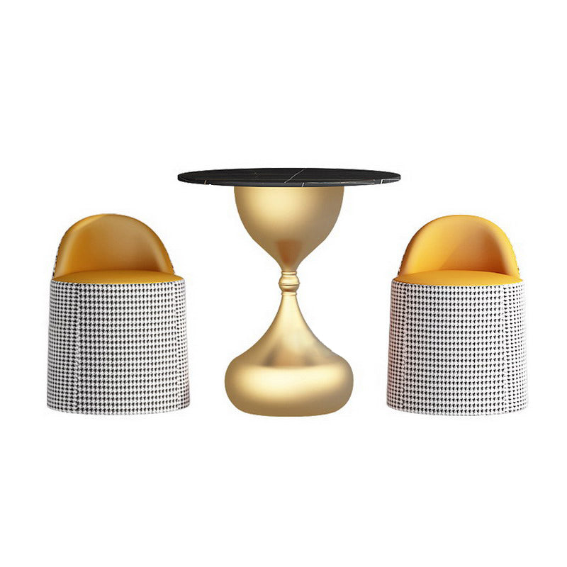 Glam Sintered Stone Dining Room Set 1/3 Pieces Dining Furniture Set /Separate Items 3 Pieces: Black-Gold Table, 2 Chairs Clearhalo 'Dining Room Sets' 'Dining Tables & Seating' 'dining_room_set' 'furn' 'furn_dining_room_set' 'Furniture' 'furniture_dining_room_set' 'Kitchen & Dining Furniture' 'kitchen&dining_furn' 'kitchen' 4304002