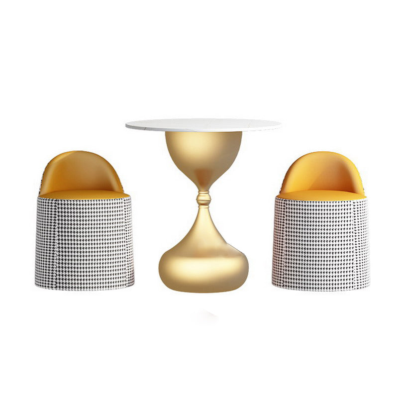 Glam Sintered Stone Dining Room Set 1/3 Pieces Dining Furniture Set /Separate Items 3 Pieces: White-Gold Table, 2 Chairs Clearhalo 'Dining Room Sets' 'Dining Tables & Seating' 'dining_room_set' 'furn' 'furn_dining_room_set' 'Furniture' 'furniture_dining_room_set' 'Kitchen & Dining Furniture' 'kitchen&dining_furn' 'kitchen' 4304006